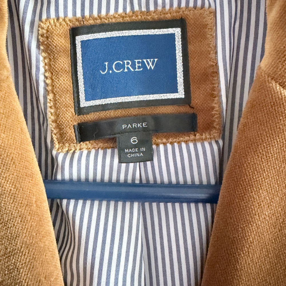 J.Crew Carmel Brown Velvet Parke Blazer Jacket size 6 small - Picture 2 of 6